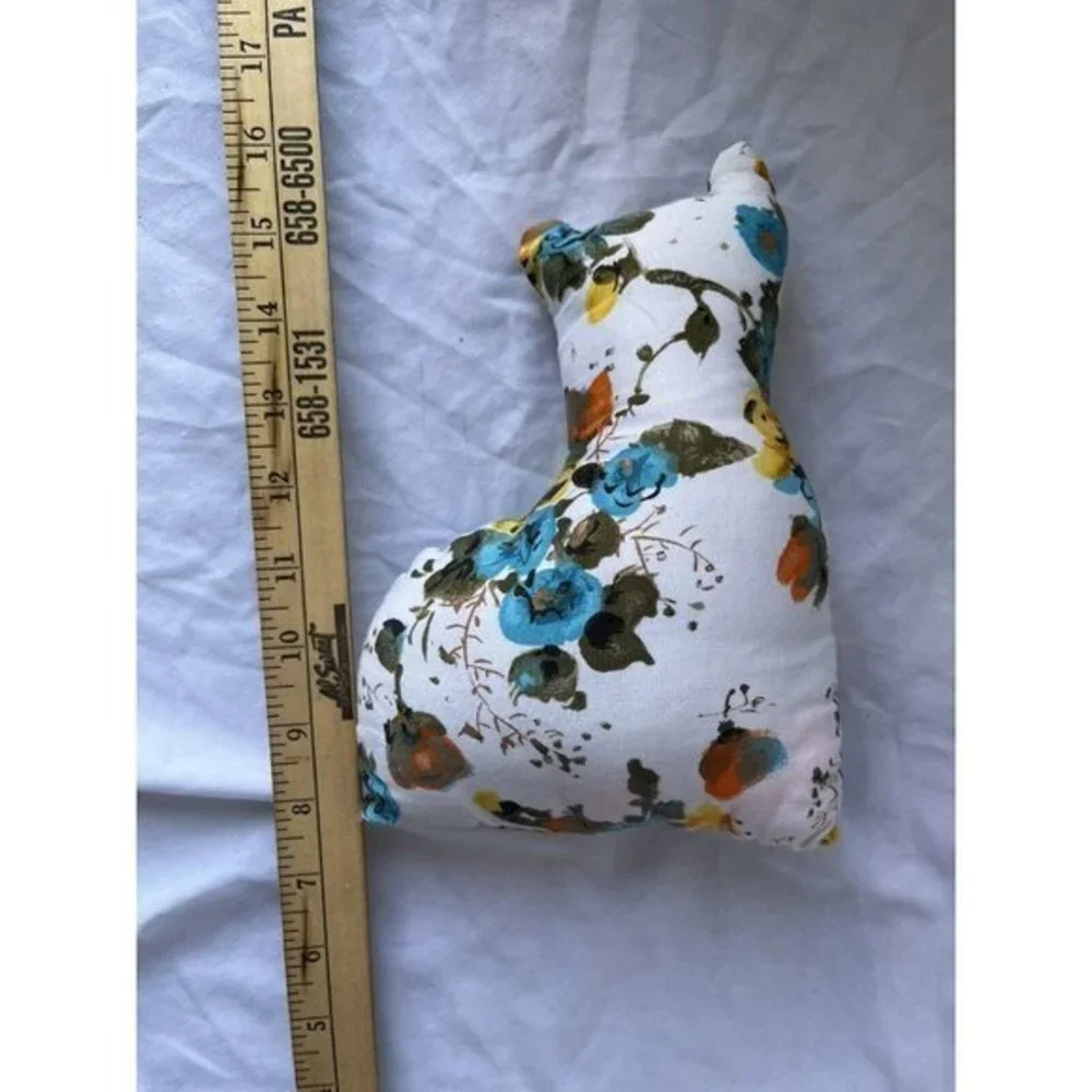 Vintage Handmade Cat Pillow Floral Kitty Cottagecore Shabby Chic Decor